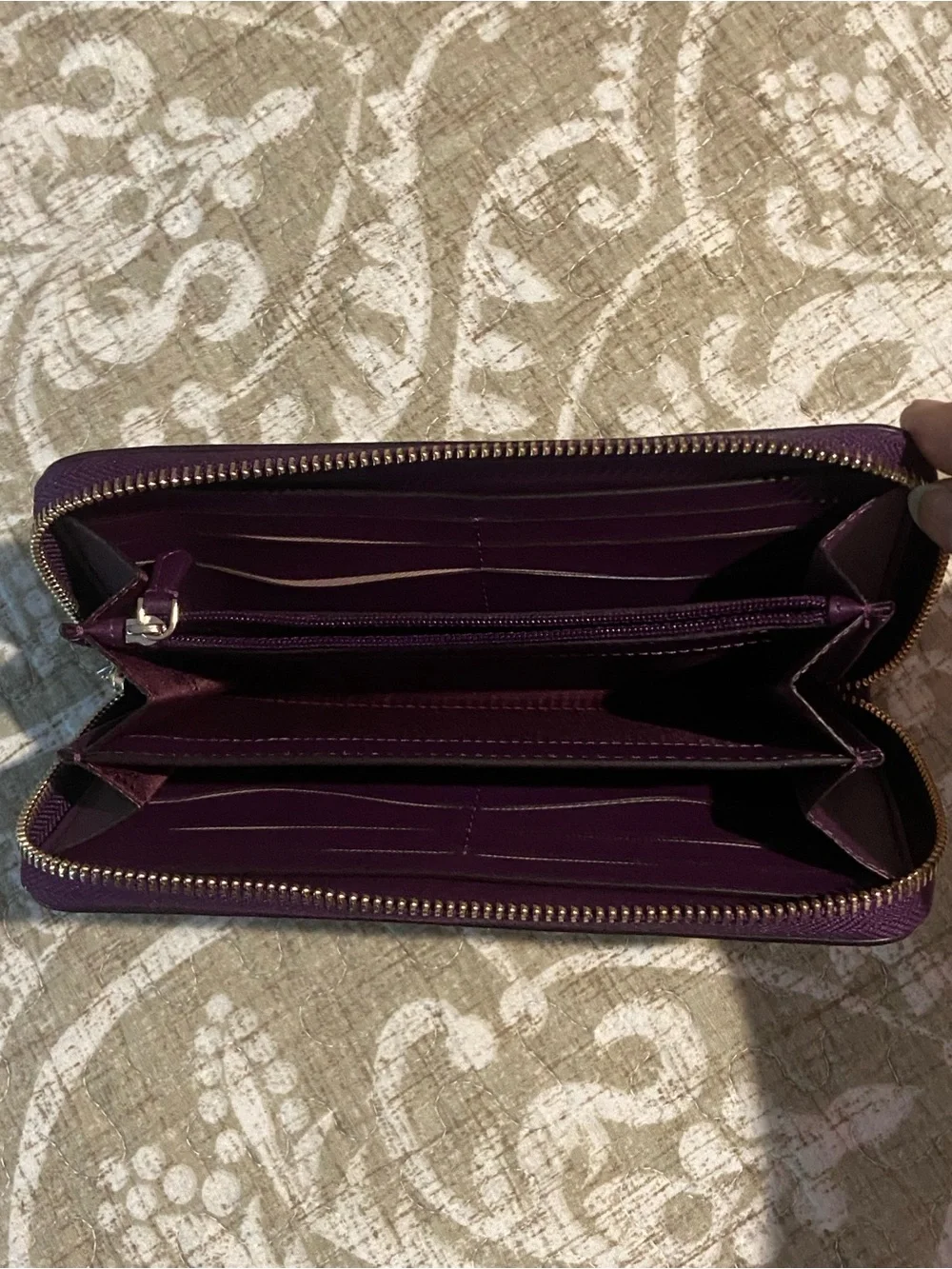 kate spade Plum Leather Zip Around Wallet - Deep Berry